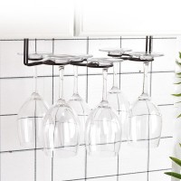 Plank Wijnglazen Opknoping 6 Glazen Ondersteuning Opslag Bar Kast Keuken Organizer Glazen Houder Metalen Voeten