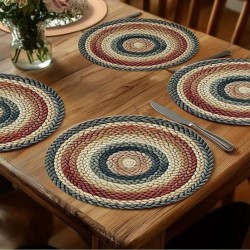 Set van 6 dikke ronde tafel sets - Boheemse ontwerp, thermische isolatie en versterkte naad, diameter 38 cm