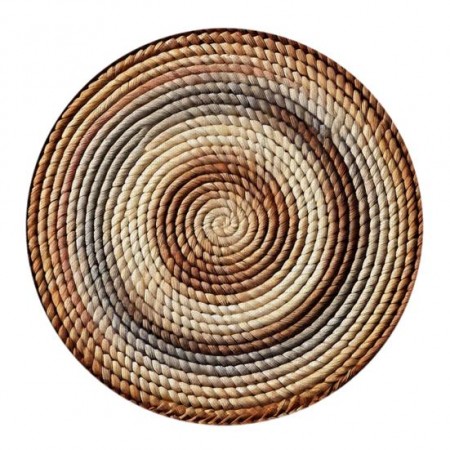 Set of 6 Round Table Sets Thick Bohemian Design, Thermal Insulation and Reinforced Couture, Diameter 38 cm