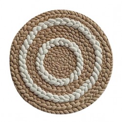 Set of 6 Round Table Sets Thick Bohemian Design, Thermal Insulation and Reinforced Couture, Diameter 38 cm