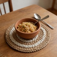 Lot de 6 Sets de Table Ronds Épais Design Bohème, Isolation Thermique et Couture Renforcée, Diamètre 38 cm