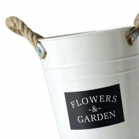 Rustikk runde planter vas med tauhåndtak dekorative blomsterpotte H25 cm naturlig stil land chic chic