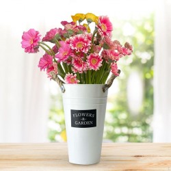 Ronde Planter Vaas met rustieke touw H40 cm H40 cm Decoratieve bloempot Natuurlijke binnenkant binnenbuitenkant