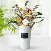 Round Garden Vase with Rustic Cord Handles H40 cm Decorative Flower Pot Natural Style Interior Exterior