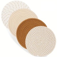 Set med 4 rund platta polyester 18 cm värmebeständiga mattor, bordsskydd
