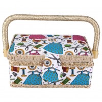 Ręcznie robiony kosz do szycia w pudełku do przechowywania tkaniny couture z uchwytem, taca wymienna 25x16x10,4 cm