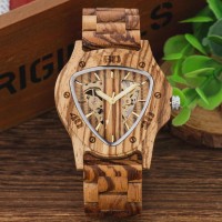 Montre homme triangulaire bois bambou 45mm bracelet bambou luxe original