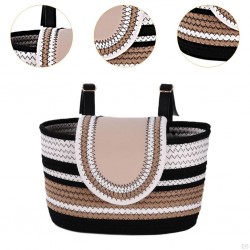 Bicycle basket woven hand color bright fastening strap handlebar front