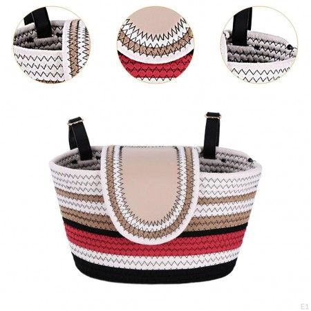 Bicycle basket Woven hand bright color Fixing strap handlebar front