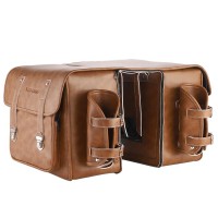 Achtertas retro fietsleer 20L dubbelzijdig waterdicht met flessenhouder