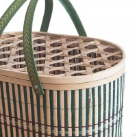 Cesta de picnic de bambú trenzado con tapa de 30x20x16cm
