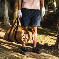 Duży format Bag, Drewno opałowe, Wodoodporna, Płótno Wax Holder, Solidne Tote