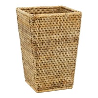 Natural rattan desk paper basket: chic & ecological braided trash can