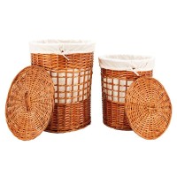 Set von 2 naty Wicker-Wäschetaschen mit Deckeln