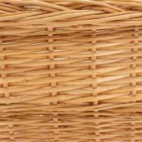 White woven wicker basket with handles