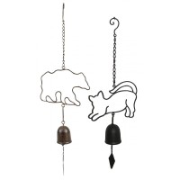 Jardim decoração pendurado conjunto de 4 sinos de ferro fundido - vintage rústica carrilhão para terraço, varanda e exterior