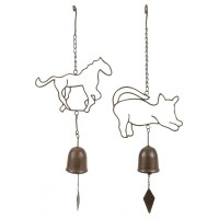 Jardim decoração pendurado conjunto de 4 sinos de ferro fundido - vintage rústica carrilhão para terraço, varanda e exterior