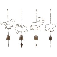 Hanging Garden Decoration Set of 4 Bells in Fonte – Vintage Rustic Carillon for Terrace, Balcony and Outdoors