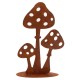 Garden decoration aged metal mushrooms rusty effect outdoor sculpture rustic lawn or terrace