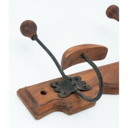 Akazienholzwandhaken mit 4 Metallhaken, rustikalen Mäntel Massivholz-Landstil