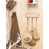 Mangun Wood Hook 3 Metal Hooks Deco Mountain Edelweiss Rustik och praktisk