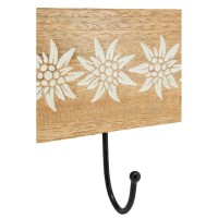 Gancho de madeira de Mangun 3 ganchos de metal deco montanha edelweiss rústica e prática