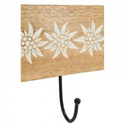 Mangun Wood Hook 3 Metal Hooks Deco Mountain Edelweiss Rustik och praktisk