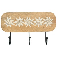 Mangun Wood Hook 3 Metal Hooks Deco Mountain Edelweiss Rustik och praktisk