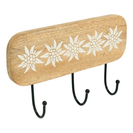 Mangun Wood Hook 3 Ganci in metallo DECO Montagna Edelweiss rustico e pratico