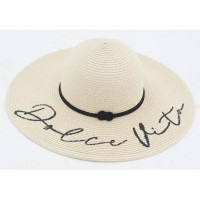 Flettet papirkampe Broderet Dolce Vita, Hat Woman Single Size Summer Sun