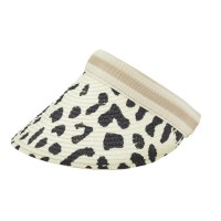Woman cap visor in woven paper leopard pattern, Single adult size