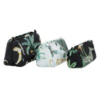 Set di 3 kit di trucco della giungla in bianco e nero, kit cosmetico in cotone e nylon, custodia di stoccaggio di bellezza