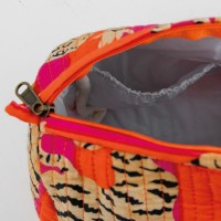 Conjunto de 3 tigre laranja e algodão rosa e kits de maquiagem de nylon, cosmético e kit de viagem