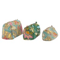 Sett med 3 sminkepakker bomullsblomster og nylon kosmetisk sett og praktisk og lett reise