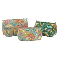 Lot de 3 trousses maquillage fleurs coton et nylon trousse cosmétique et voyage pratique et légère