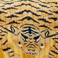 Set di 3 kit di trucco in cotone e nylon blu e motivo di tigre giallo e kit di viaggio