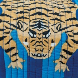 Set van 3 katoen make-up kits en blauwe nylon en gele tijger patroon cosmetische en reisset