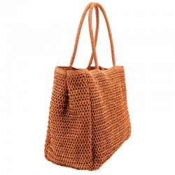 "Hello Summer" eco-friendly beach bag in 2 colours woven rope paper, polyester lining, zipped pockets