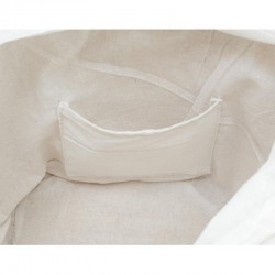 Borsa da spiaggia di mais e cotone ecolo, spallacci a due colori, pompon e tasca interna