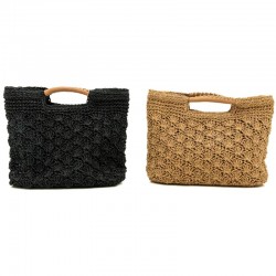 2 colour cotton braided paper bag, green, inner pocket, button closure, city beach