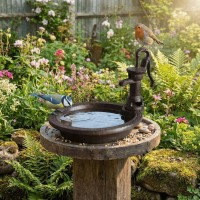 Formulário de alimentador de pássaro filme Bomba de água - banho de pássaro decorativo e alimentos para jardim ao ar livre