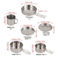 Batteria da cucina Camerica 8 pezzi Pentole in acciaio inox, stufa, tazze e piatti Kit compatto all'aperto