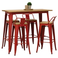 Høy Industrial Metal High Industrial Table Set, 4 Exterior Inner Eleeal Wood Trools