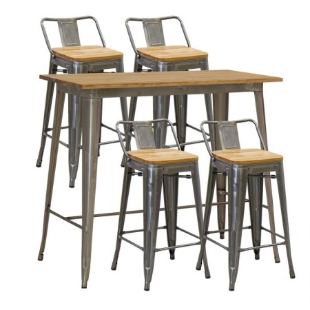 Bemodificeret bord Høj Industrial Table Tromle, 4 udvendige indvendige afføring