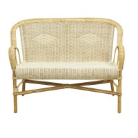 2-Sitzer Natürliches Rattan-Sofa, Wohnzimmer, Büro, Garten, Veranda, Terrasse und Pergola