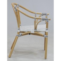 Natural Rattan Garden Fauteuil zit in zwart en wit synthetische rotan