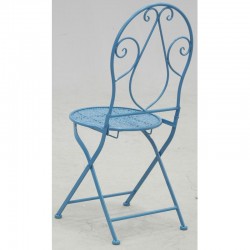 Folding blue metal garden chair
