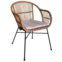 Rattan Meble ogrodowe 2 fotele + 1 sofa 2 fotele z poduszkami + 1 okrągły stół