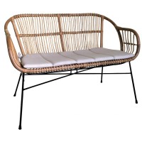 Rattan Hagemøbler 2 Lenestoler + 1 Sofa 2 Seter med puter + 1 omg Tabell