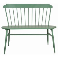Outdoor garden bench in green lacquered metal, modern comfort